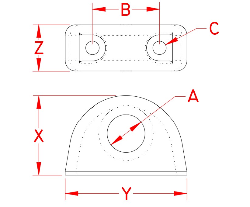 Stainless Steel Fairlead & Gasket, S3730-0, Line Drawing Stainless Steel Fairlead & Gasket, S3730-0, Line Drawing